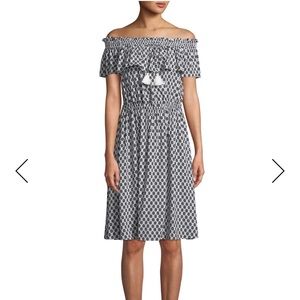 kate spade arrow stripe off the shoulder dress